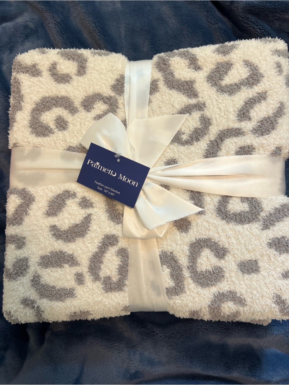 Palmetto Moon Cozy Cream & Gray Leopard Plush Throw Blanket